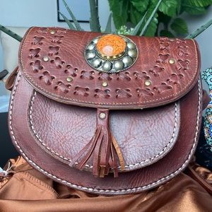 100% Handmade leather bag, Vintage purse Unique Women’s bag. Made in Morocco.